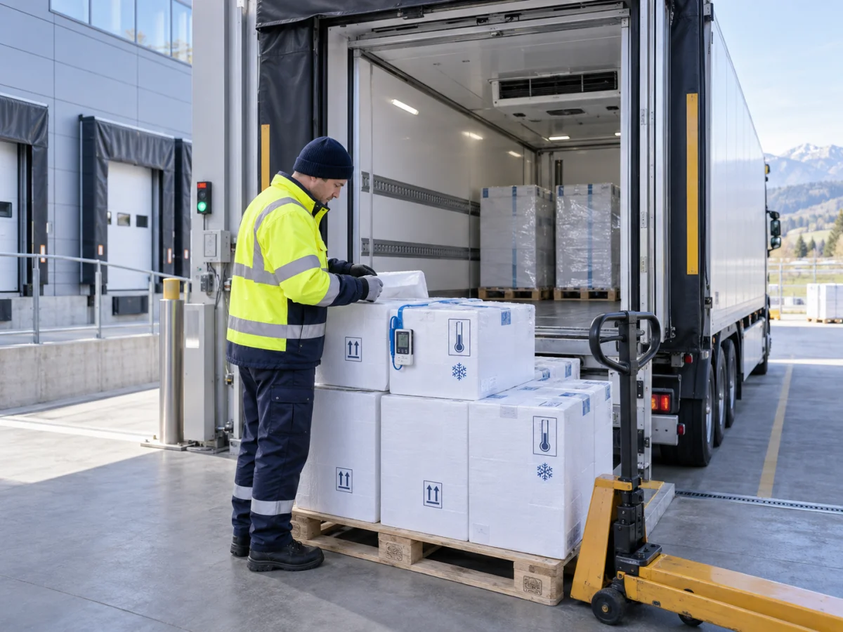 Temperature-controlled pharmaceutical transport at a European logistics facility